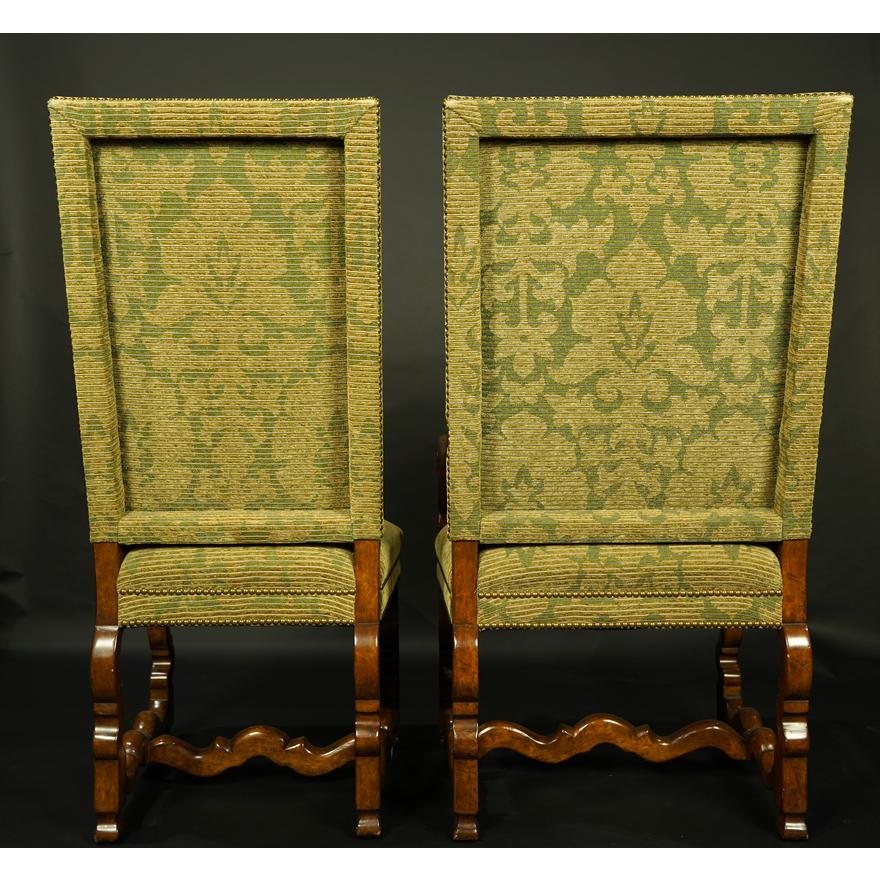 AF2-184: SET OF 8 LATE 20TH CENTURY LOUIS XIV STYLE WALNUT-STAINED WOOD DINING CHAIRS - 2 ARM / 6 SIDE CHAIRS