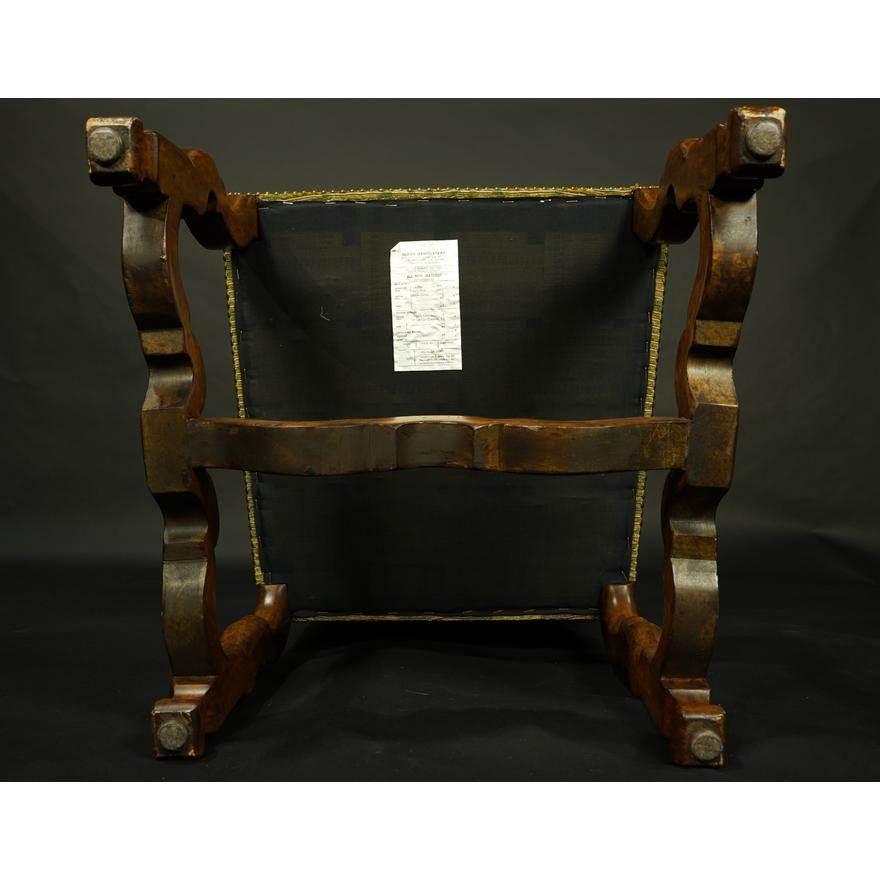 AF2-184: SET OF 8 LATE 20TH CENTURY LOUIS XIV STYLE WALNUT-STAINED WOOD DINING CHAIRS - 2 ARM / 6 SIDE CHAIRS