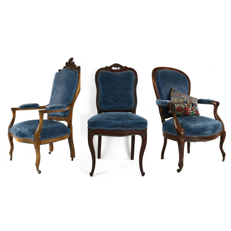 AF2-214: ANTIQUE MID 19TH CENTURY VICTORIAN WALNUT PARLOR CHAIR