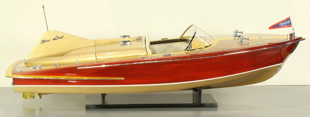 CR2-100: Chris Craft Scaled Speed Boat Model Housed in Acrylic Case