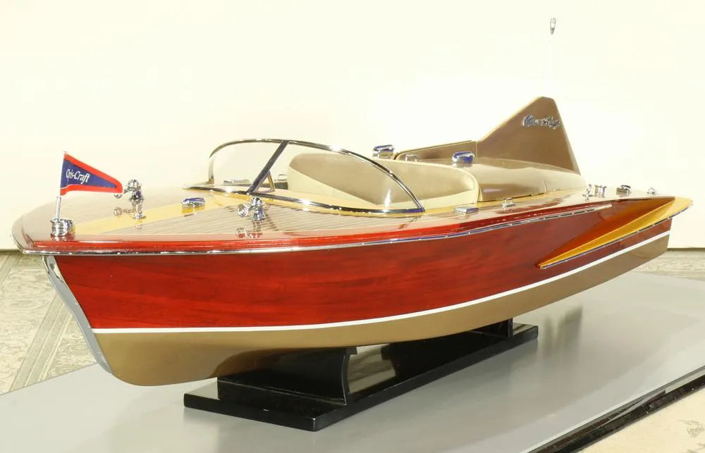 CR2-100: Chris Craft Scaled Speed Boat Model Housed in Acrylic Case