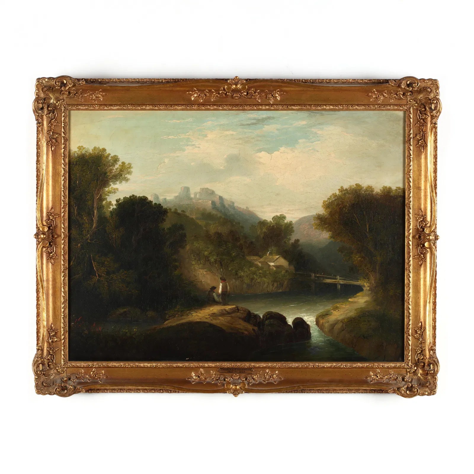 AW621: Thomas Creswick (English, 1811 - 1869) Landscape With Distant Ruins