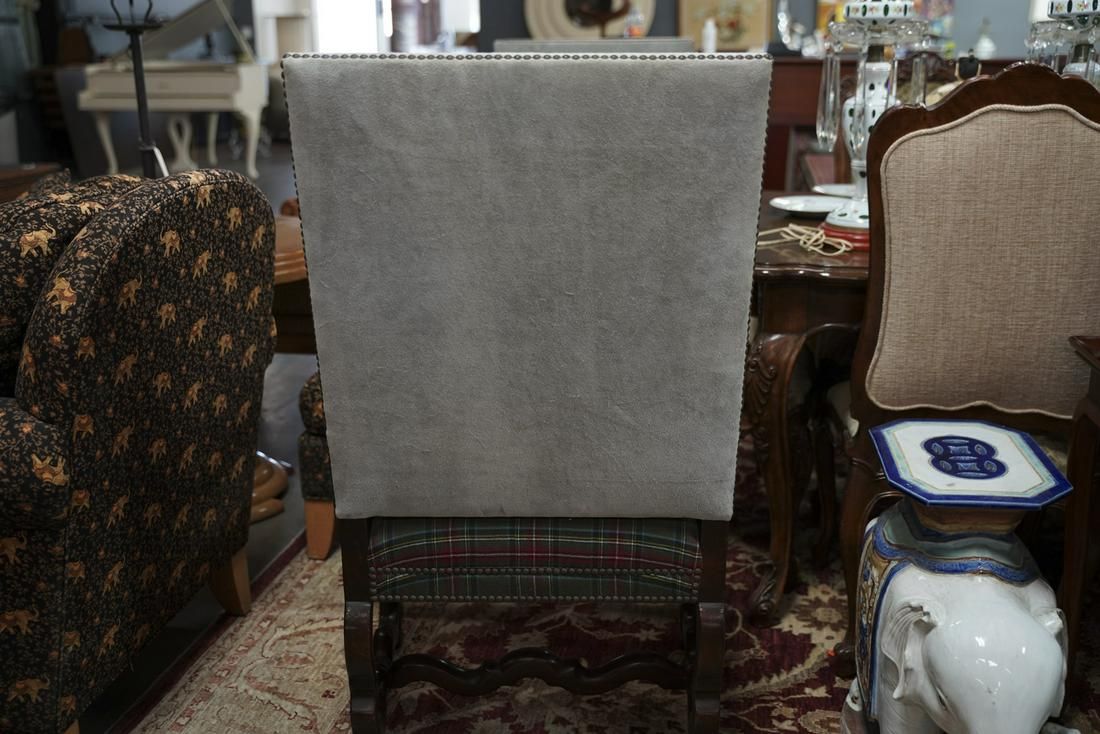 AF2-126: Vintage Pair of Late 20th Century Louis XIV Style Walnut Upholstered Armchairs