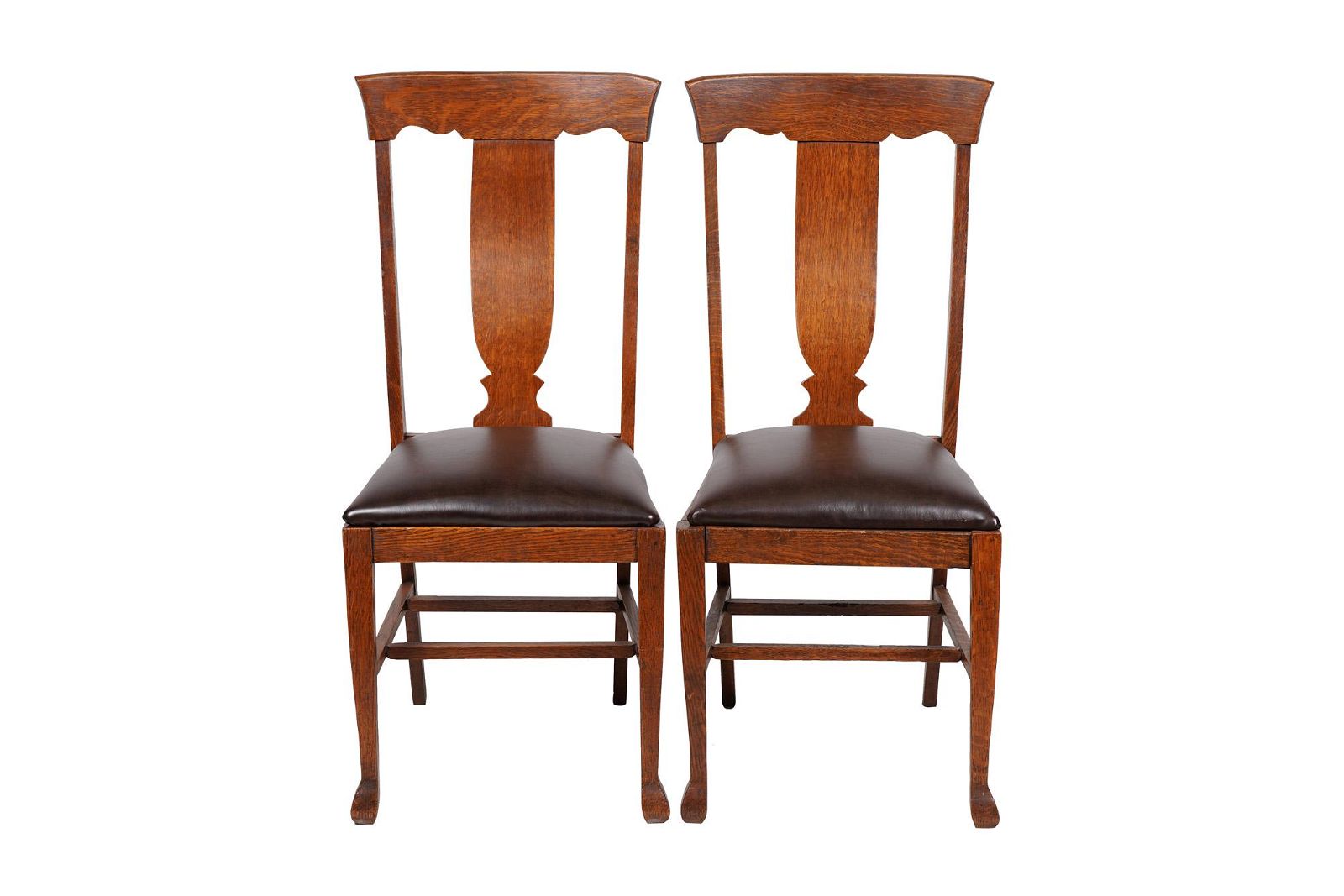 AF2-160: ANTIQUE SET OF 4 FOUR EARLY 20TH CENTURY AMERICAN OAK DINING CHAIRS