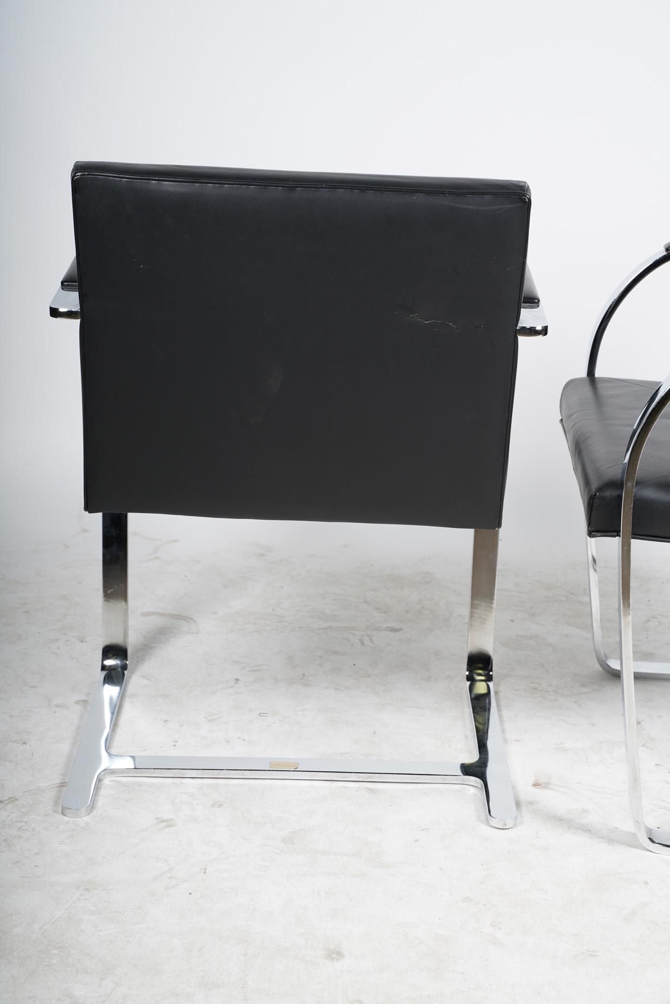 AF2-156: VINTAGE PAIR OF MID 20TH CENTURY LUDWIG MIES VAN DER ROHE BRNO FLAT BAR CHAIRS