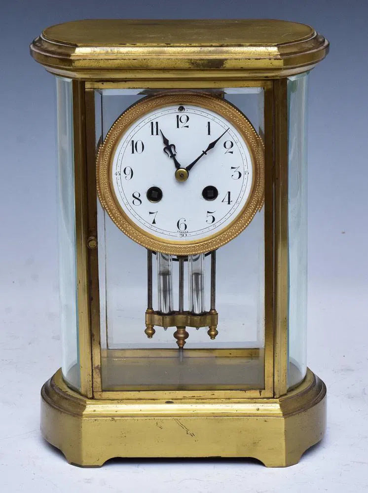 TK2-010: Antique Late 19th Century French Crystal Regulator Mantle Clock