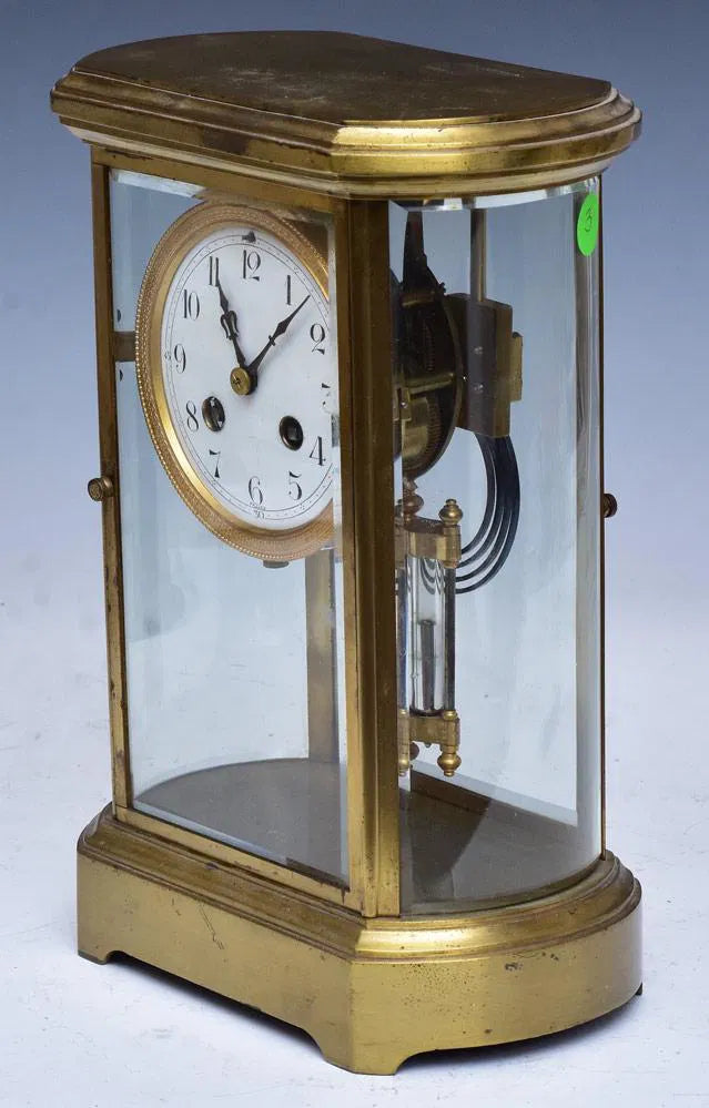 TK2-010: Antique Late 19th Century French Crystal Regulator Mantle Clock