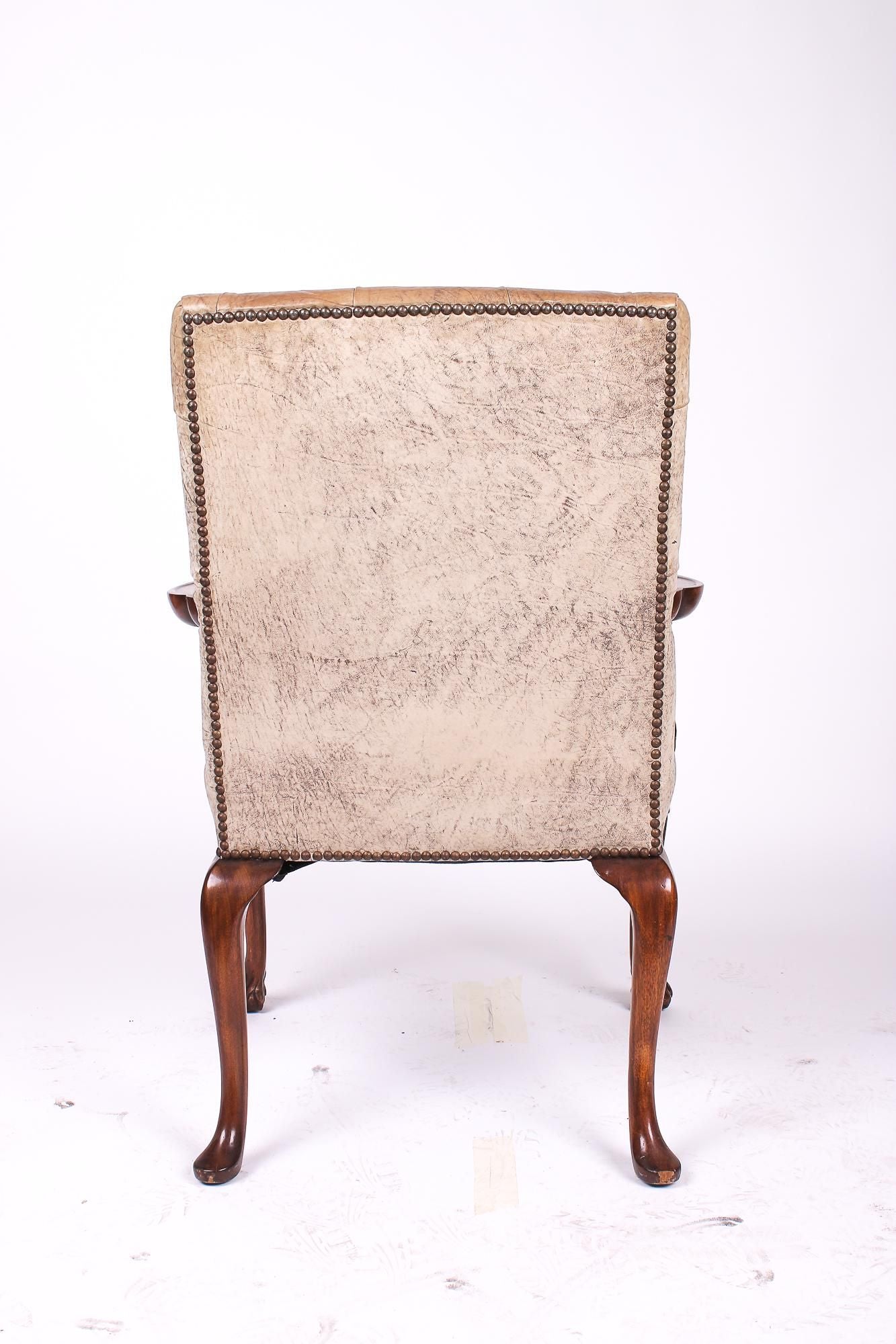 AF2-161: ANTIQUE LATE 19TH C CHIPPENDALE STYLE MAHOGANY ARMCHAIR