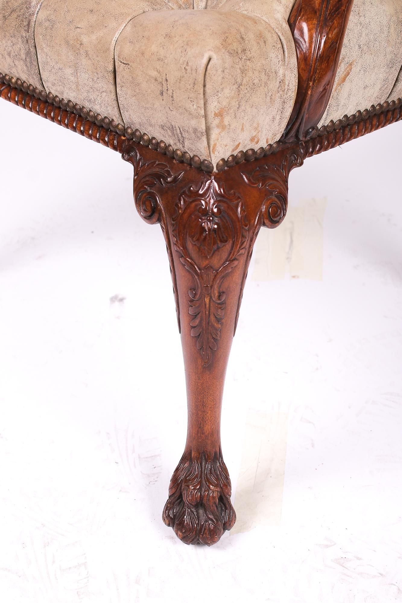 AF2-161: ANTIQUE LATE 19TH C CHIPPENDALE STYLE MAHOGANY ARMCHAIR