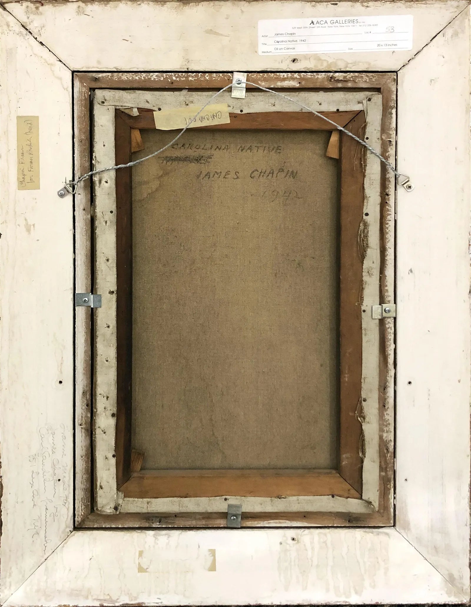 AW611: : James Ormsbee Chapin C 1942 -  "Carolina Native” Oil on Canvas -