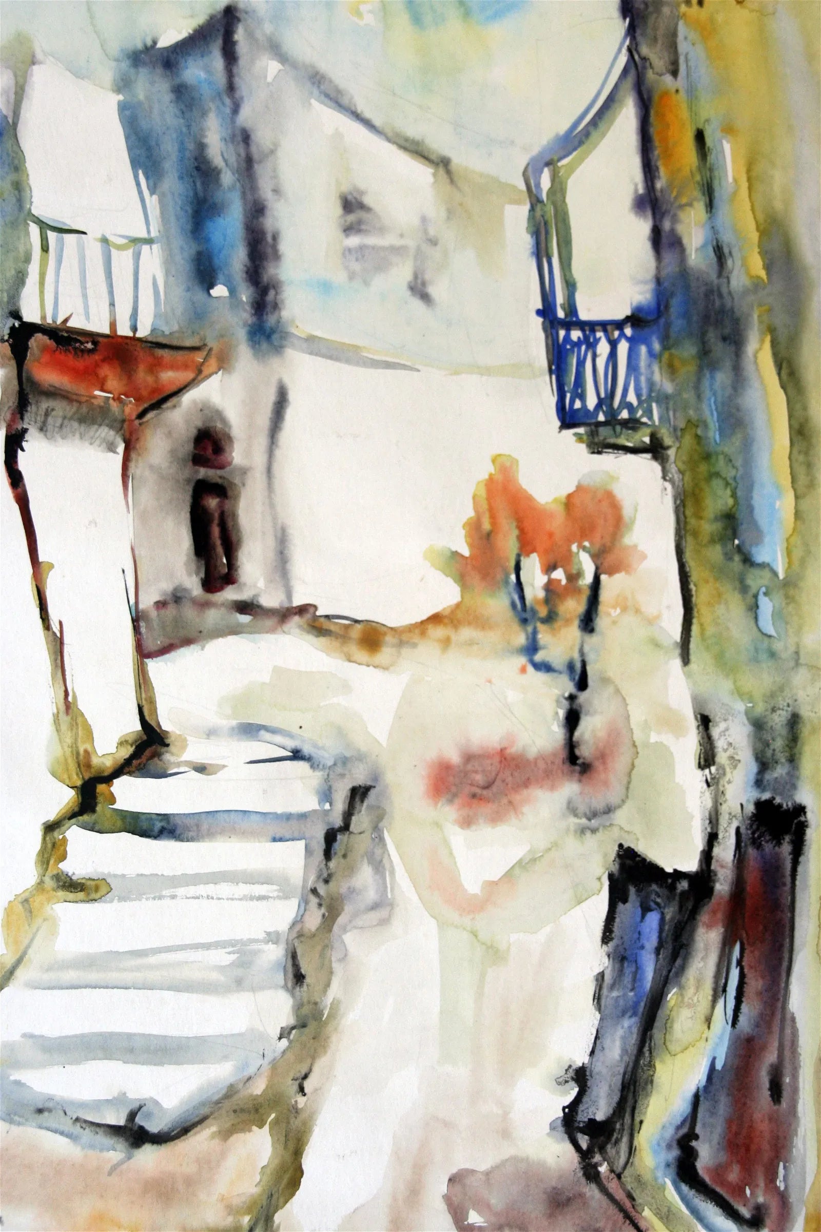 AW3-020: Jehuda Rodan - Late 20th Century - "Passage Way” -  Watercolor on Paper