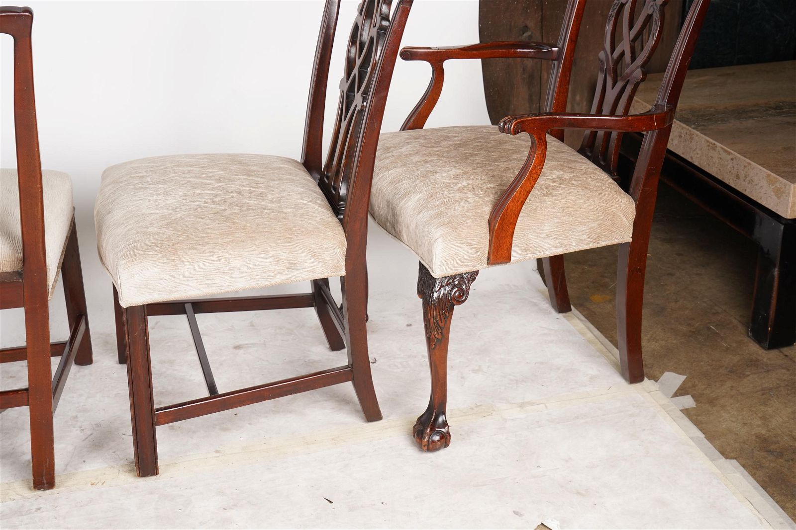 AF2-017: Antique Carved Mahogany Chippendale Chairs Set of Four Early 19th Century