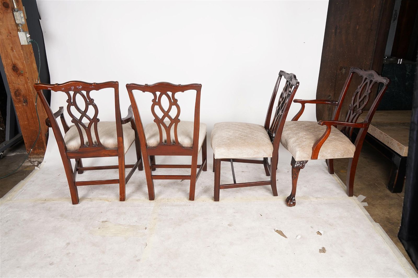 AF2-017: Antique Carved Mahogany Chippendale Chairs Set of Four Early 19th Century