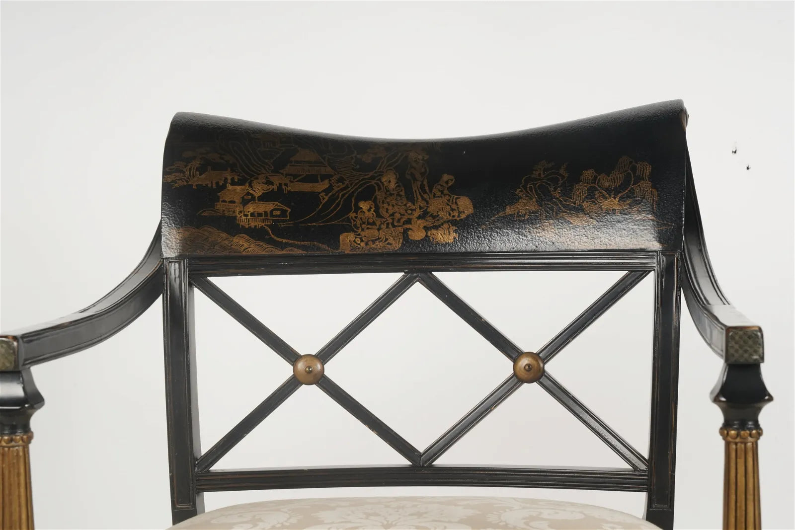 AF2-046:  Late 20th Century English Regency Style Chinoiserie Arm Chair