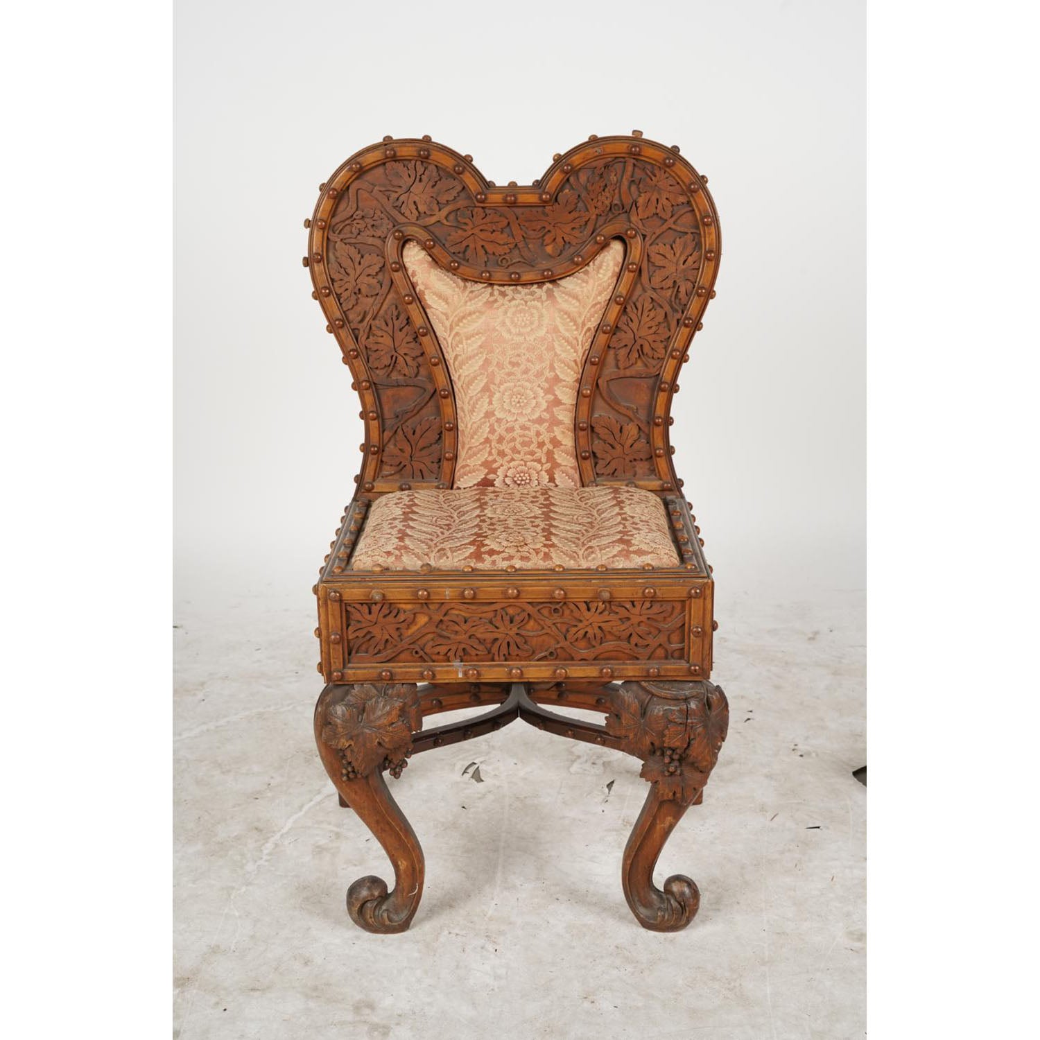 AF2-107: Antique American Victorian Highly Carved Side Chair Mid 19th Century