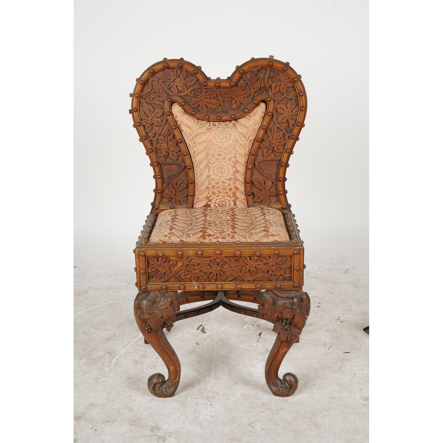 AF2-107: Antique American Victorian Highly Carved Side Chair Mid 19th Century