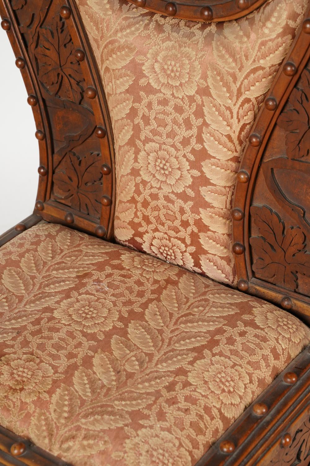 AF2-107: Antique American Victorian Highly Carved Side Chair Mid 19th Century