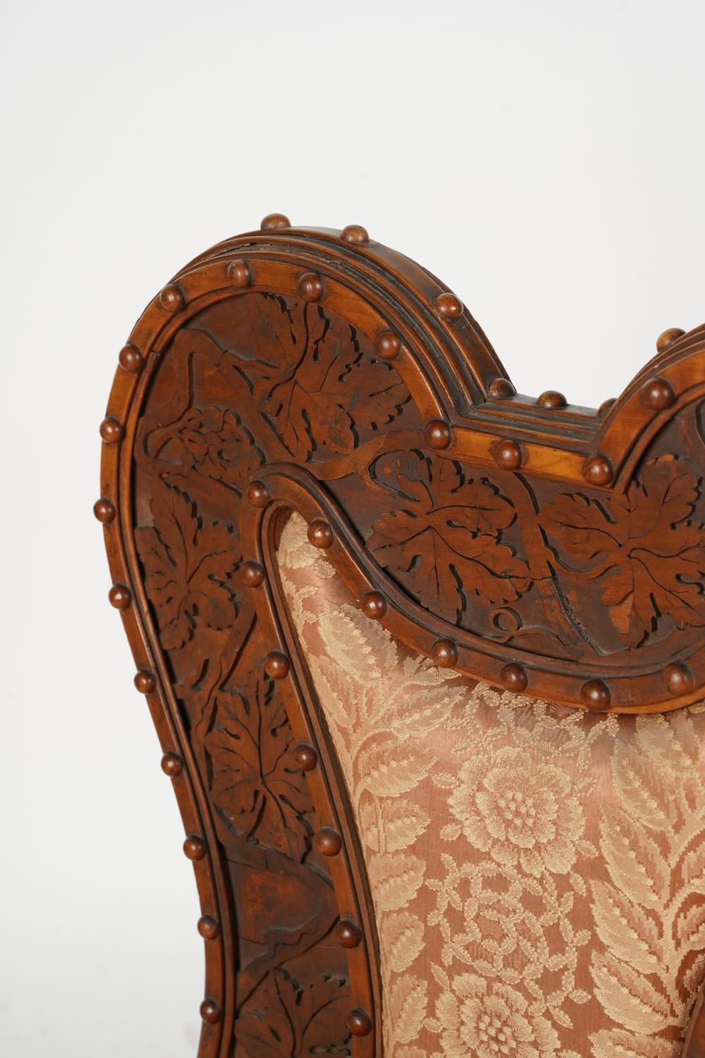 AF2-107: Antique American Victorian Highly Carved Side Chair Mid 19th Century