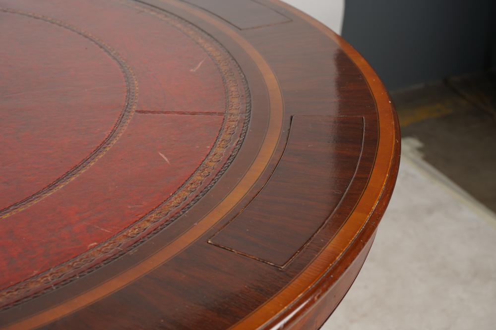 AF1-032:  VINTAGE LATE 20TH C ENGLISH REGENCY STYLE MAHOGANY POKER / GAME TABLE FOR 6