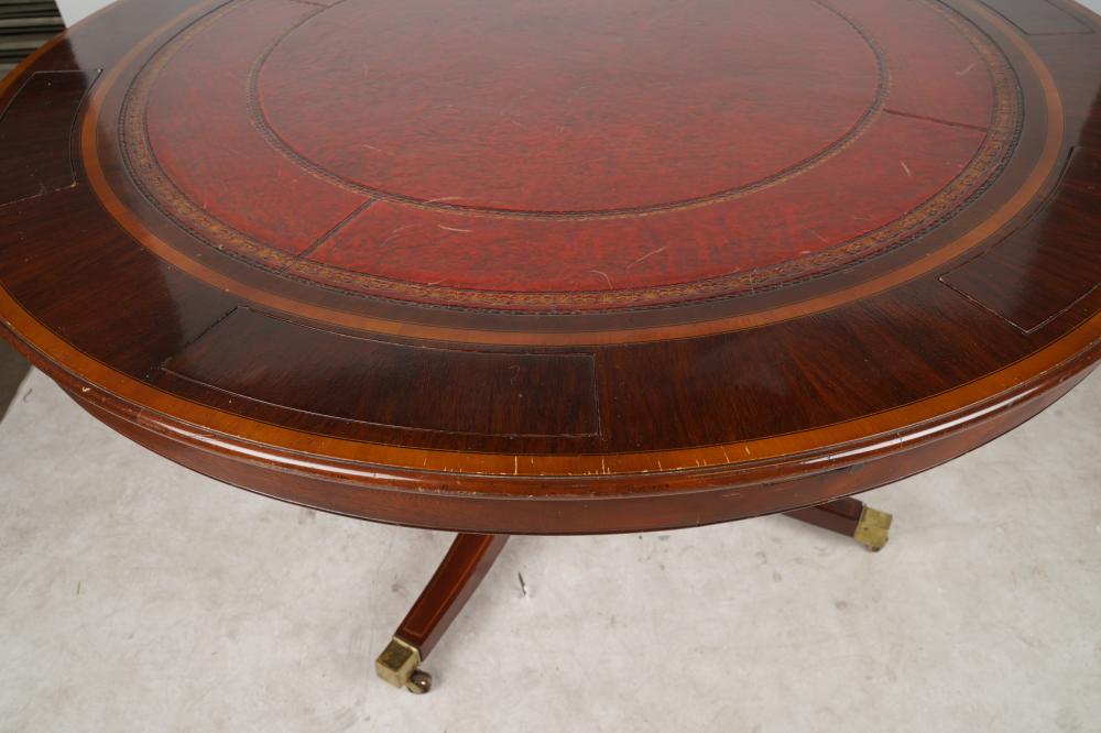 AF1-032:  VINTAGE LATE 20TH C ENGLISH REGENCY STYLE MAHOGANY POKER / GAME TABLE FOR 6