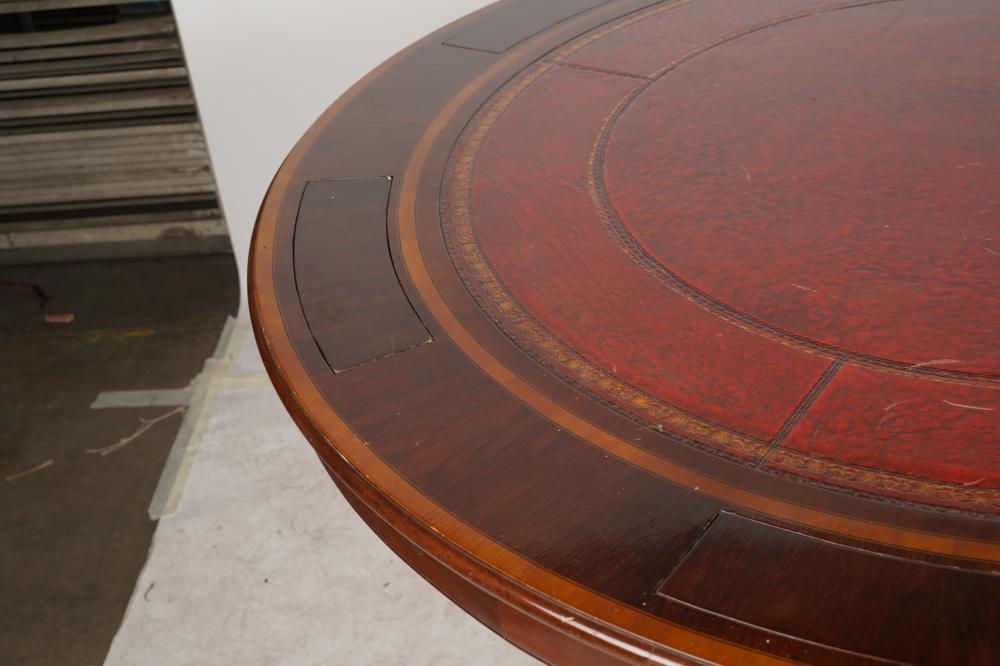 AF1-032:  VINTAGE LATE 20TH C ENGLISH REGENCY STYLE MAHOGANY POKER / GAME TABLE FOR 6