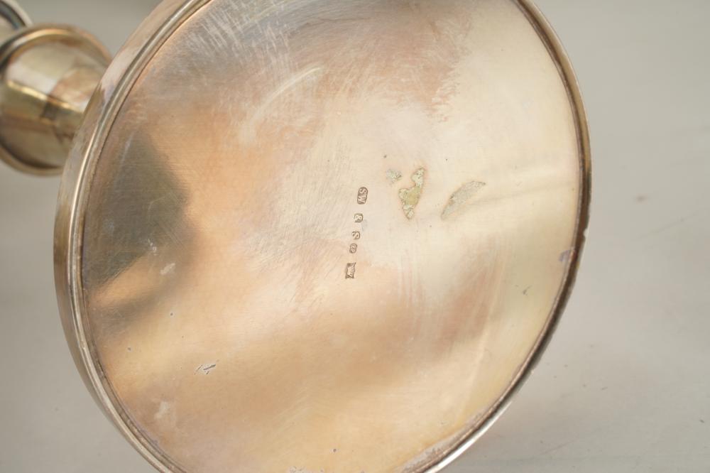 DA2-007: PAIR OF EARLY 20TH CENTURY ENGLISH HALLMARKED SILVER PLATE THREE LIGHT CANDLEABRA