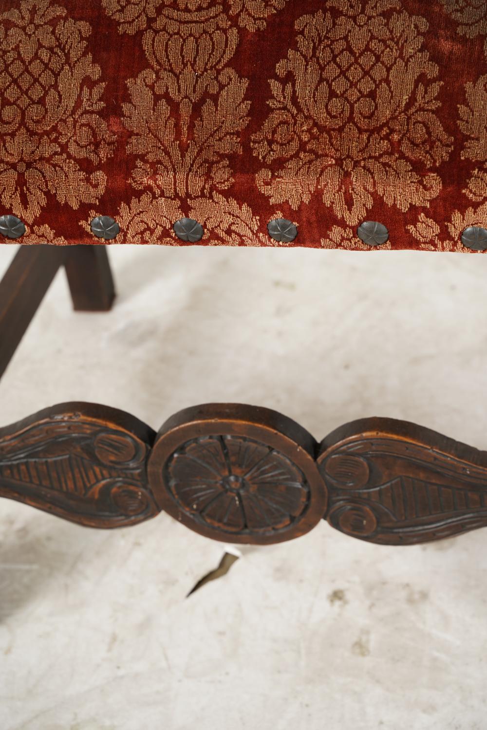 AF2-085: ANTIQUE LATE 19TH CENTURY SPANISH COLONIAL REVIVAL CARVED ARMCHAIR