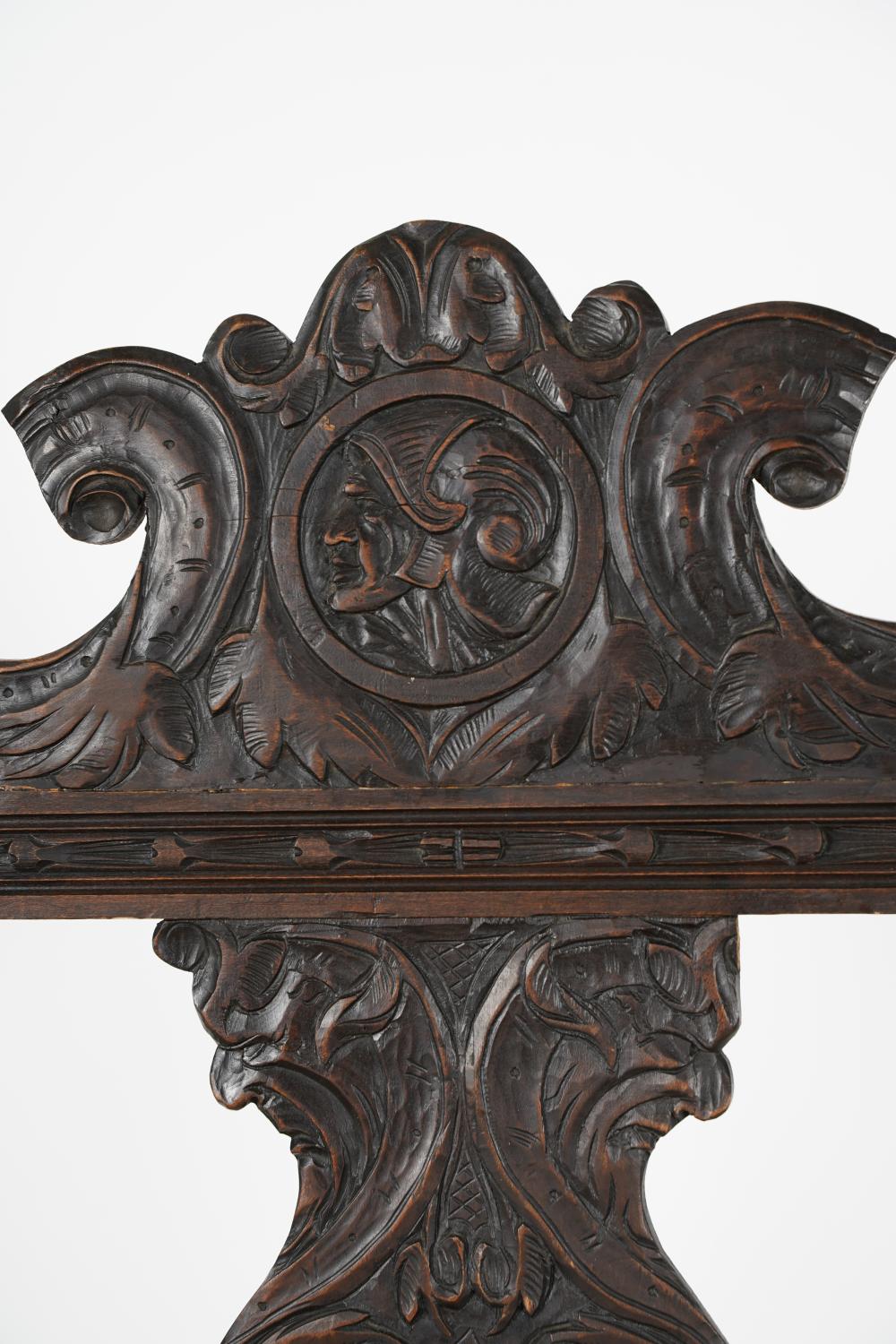 AF2-085: ANTIQUE LATE 19TH CENTURY SPANISH COLONIAL REVIVAL CARVED ARMCHAIR