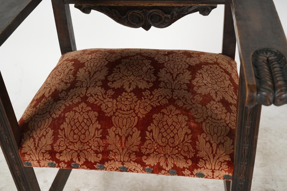 AF2-085: ANTIQUE LATE 19TH CENTURY SPANISH COLONIAL REVIVAL CARVED ARMCHAIR
