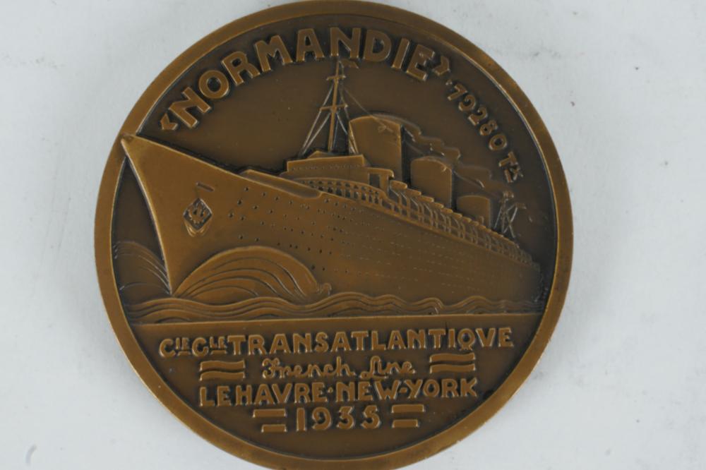 CR11-020: C. 1935 NORMANDIE MAIDEN VOYAGE BRONZE MEDAL