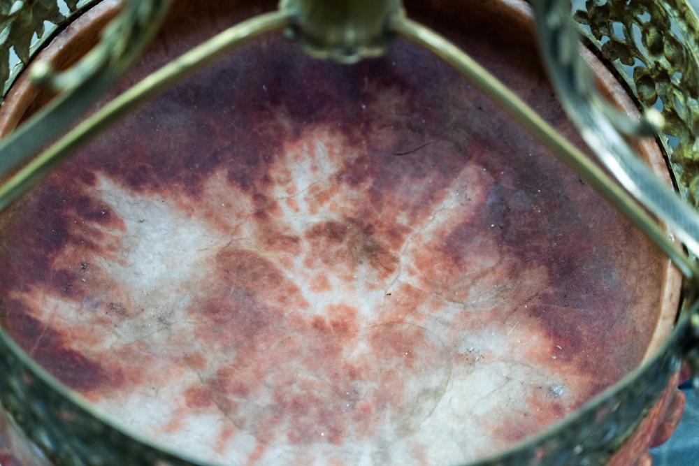 AL1-059: Antique Early 20th Century Renaissance Revival Brass & Rose Alabaster Chandelier