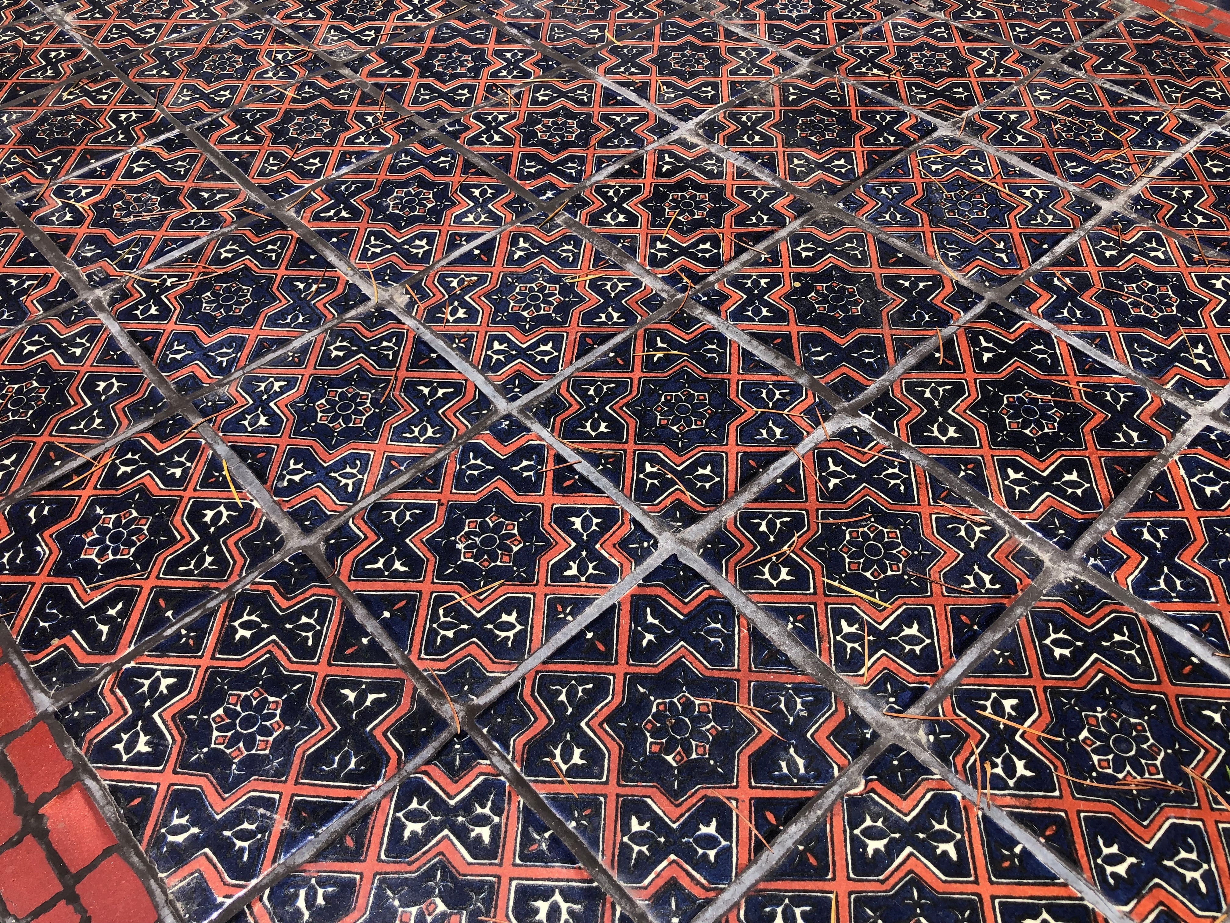 AF1-374:  Vintage Late 20th Century Iron & Tile Dining Tile Featuring Hand Made Tunisian Tiles