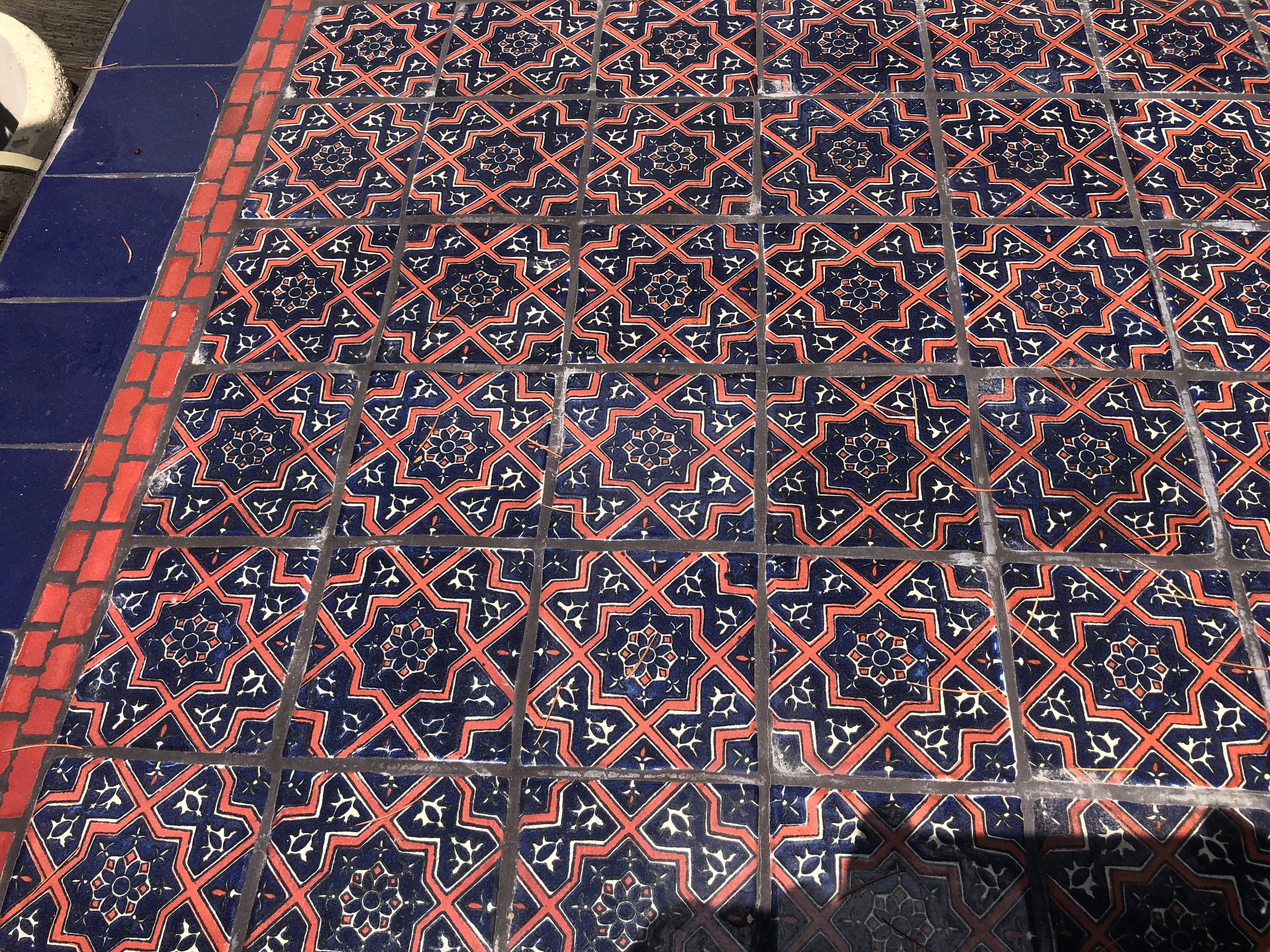 AF1-374:  Vintage Late 20th Century Iron & Tile Dining Tile Featuring Hand Made Tunisian Tiles