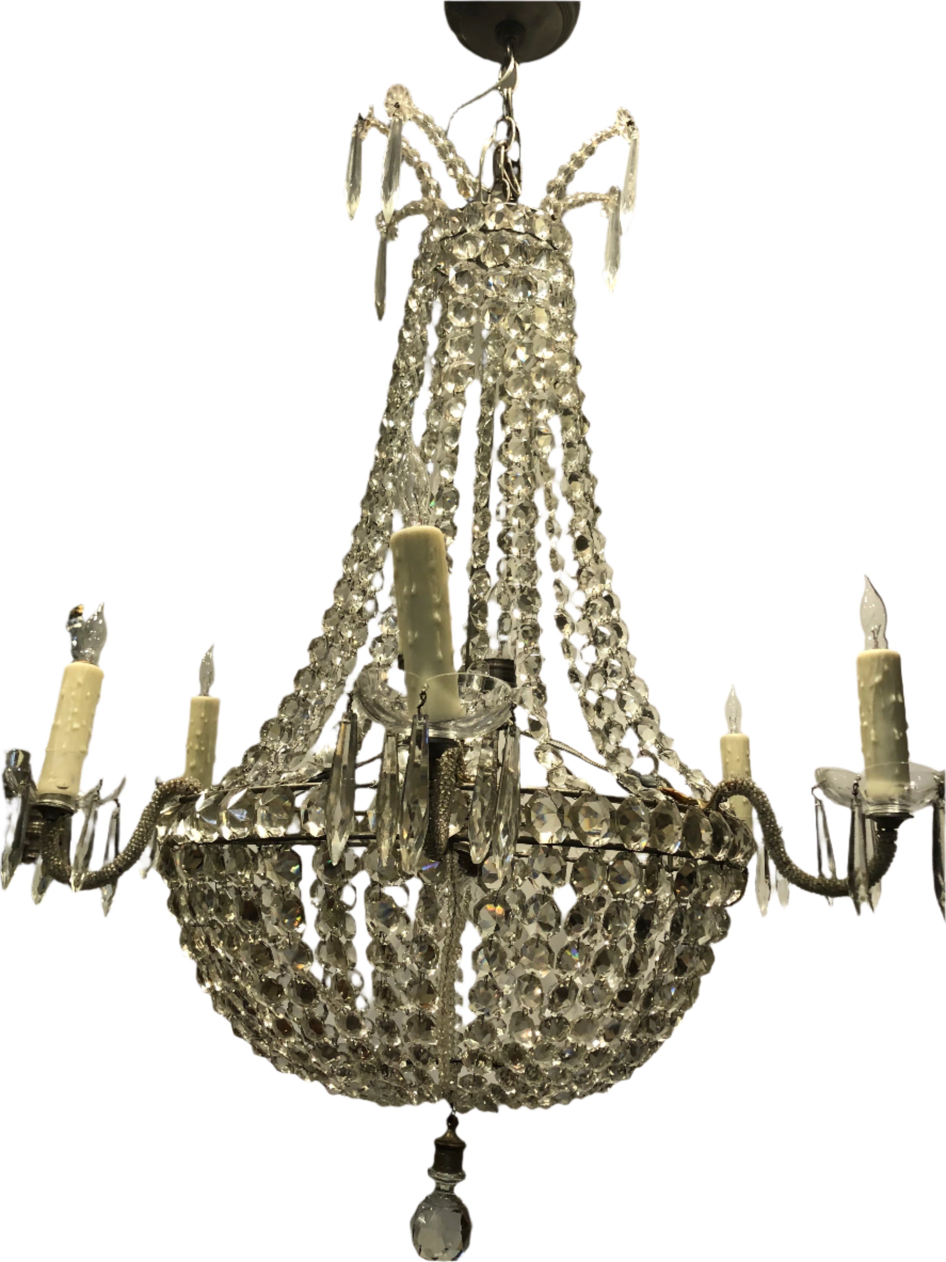 Antique 19th Century Neoclassical Crystal  Chandelier  | Work of Man