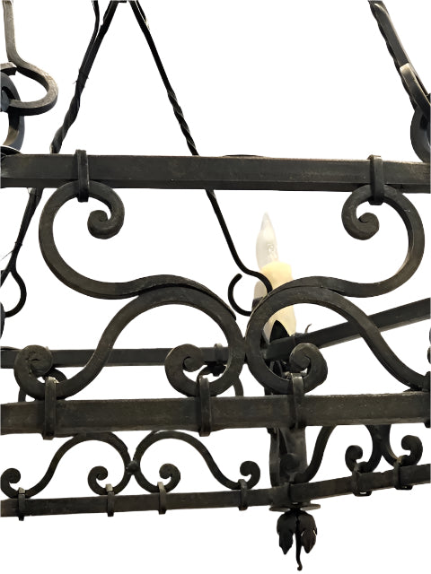 Antique Spanish Colonial Revival Hand Forged Iron Chandelier | Work of Man