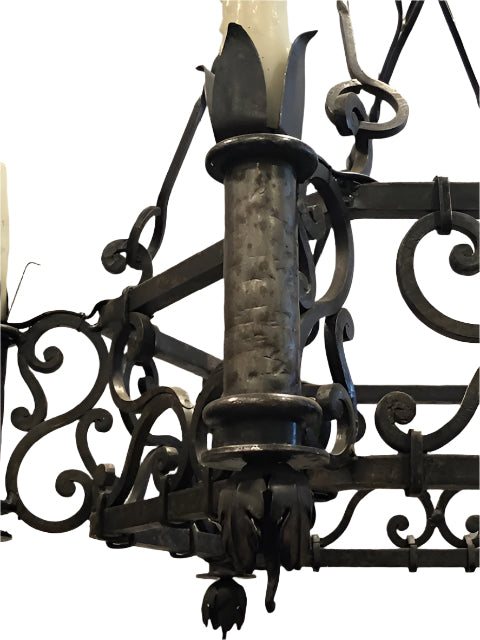 Antique Spanish Colonial Revival Hand Forged Iron Chandelier | Work of Man