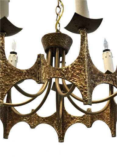 Circa 1970's Brutalist Brass Chandelier | Work of Man