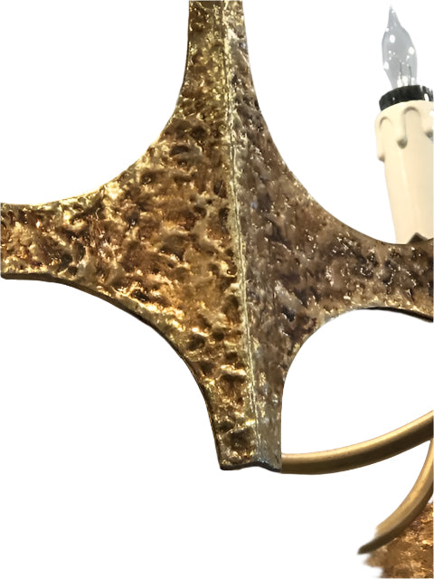 Circa 1970's Brutalist Brass Chandelier | Work of Man