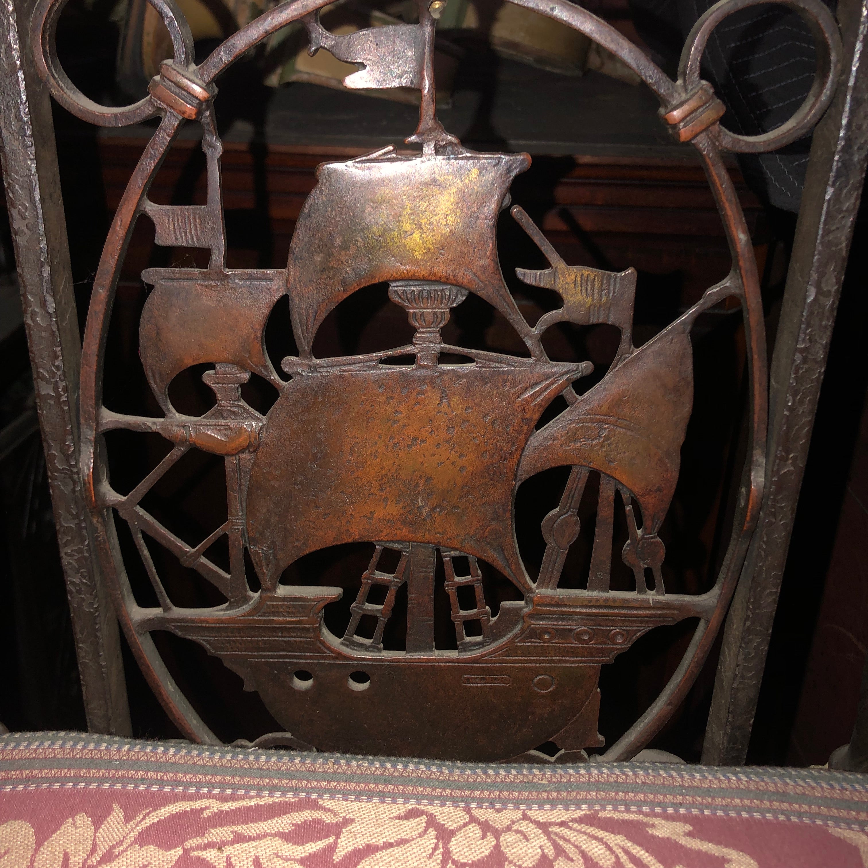 AF2-179: Antique c.1920's Bronze Oscar Bach Heavily Detailed Bench