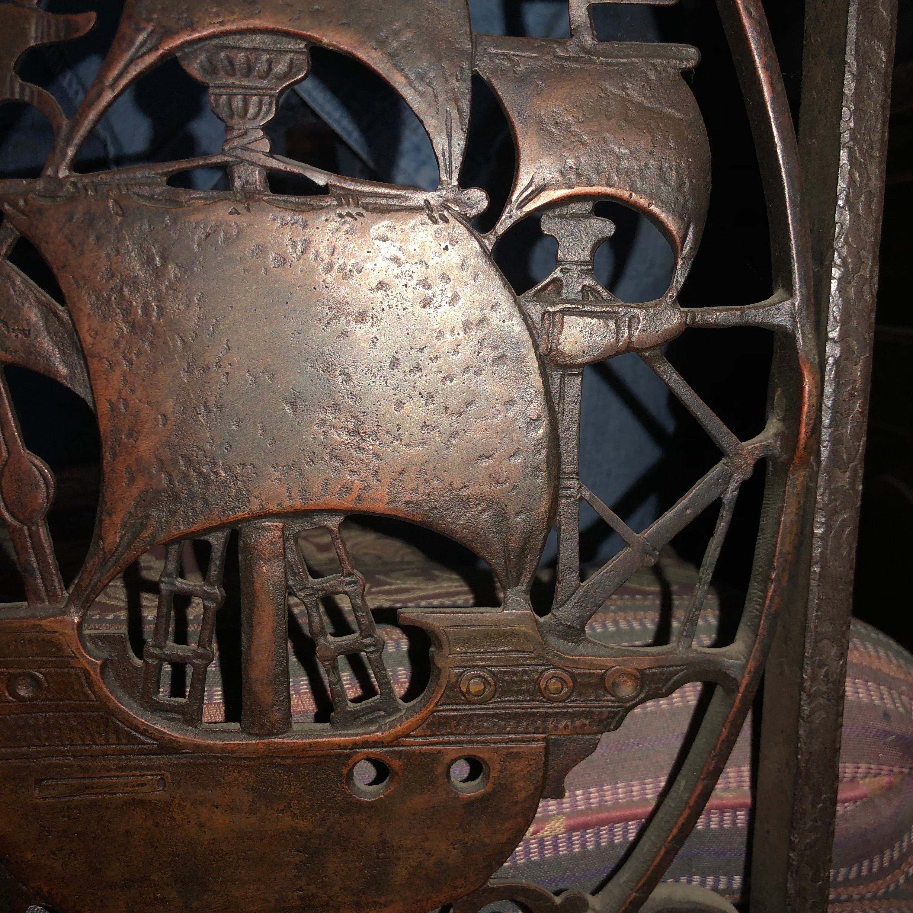 AF2-179: Antique c.1920's Bronze Oscar Bach Heavily Detailed Bench