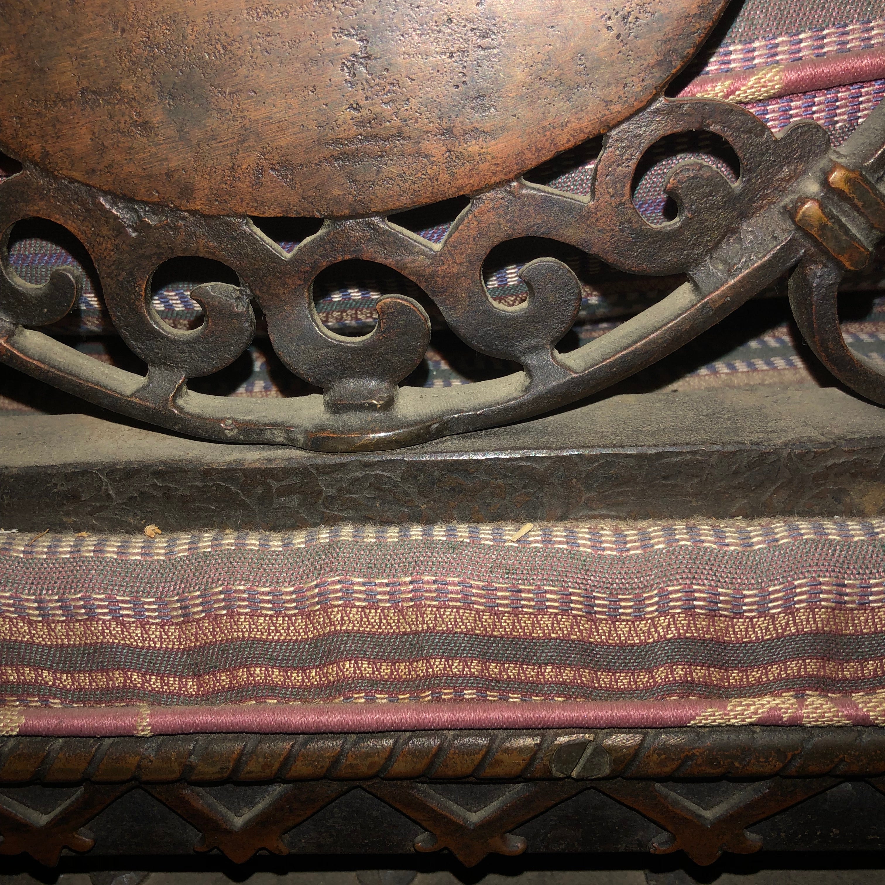 AF2-179: Antique c.1920's Bronze Oscar Bach Heavily Detailed Bench