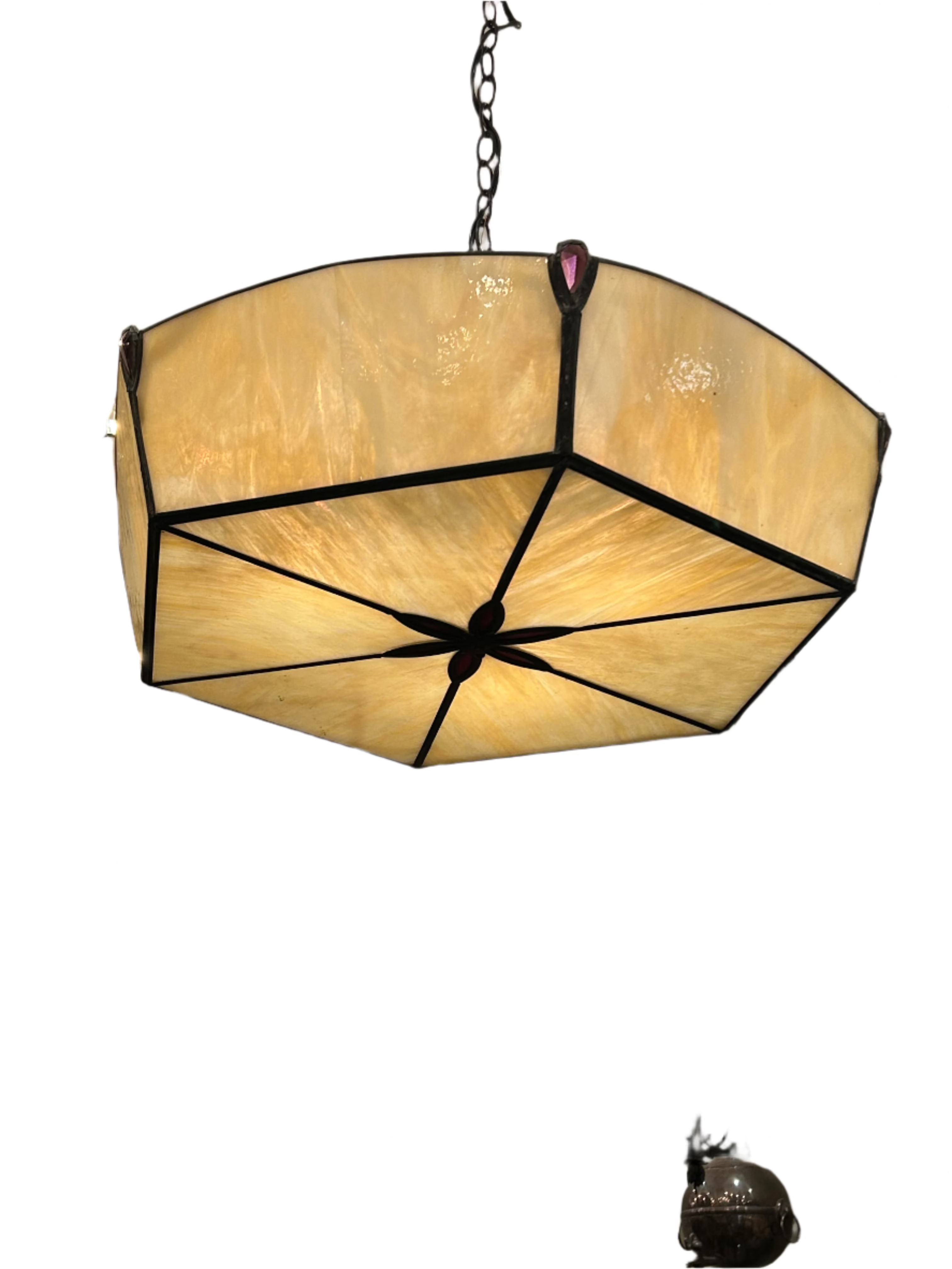 Late 20th Century Stained Glass Ceiling Pendant Amethyst Jewels | Work of Man