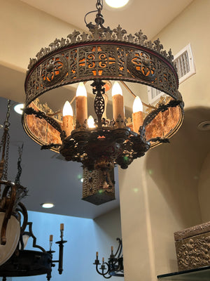 AL1-080: Circa 1927 Beaux Arts Spanish Gothic Chandelier by Lion Electric Manufacturing Co.