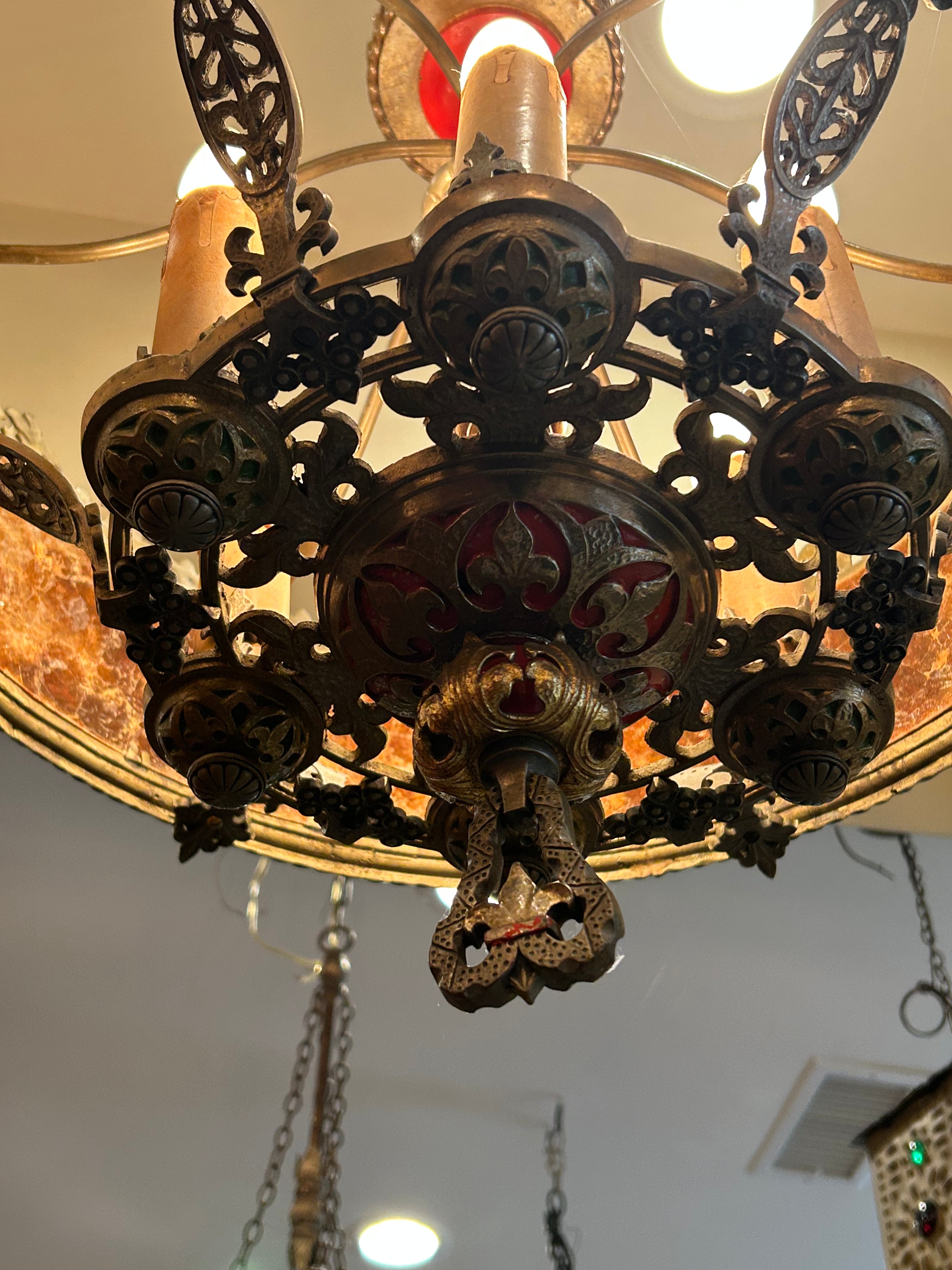 AL1-080: Circa 1927 Beaux Arts Spanish Gothic Chandelier by Lion Electric Manufacturing Co.