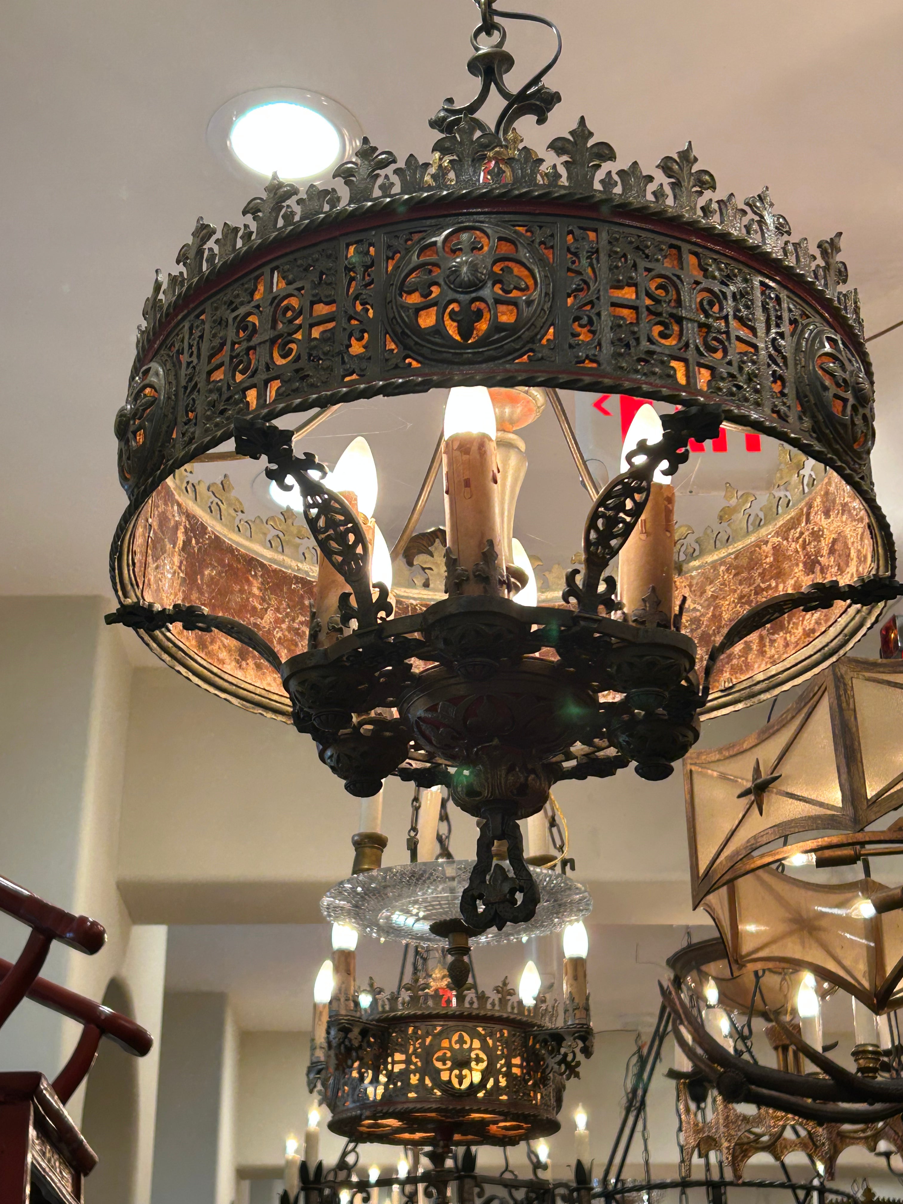 AL1-080: Circa 1927 Beaux Arts Spanish Gothic Chandelier by Lion Electric Manufacturing Co.