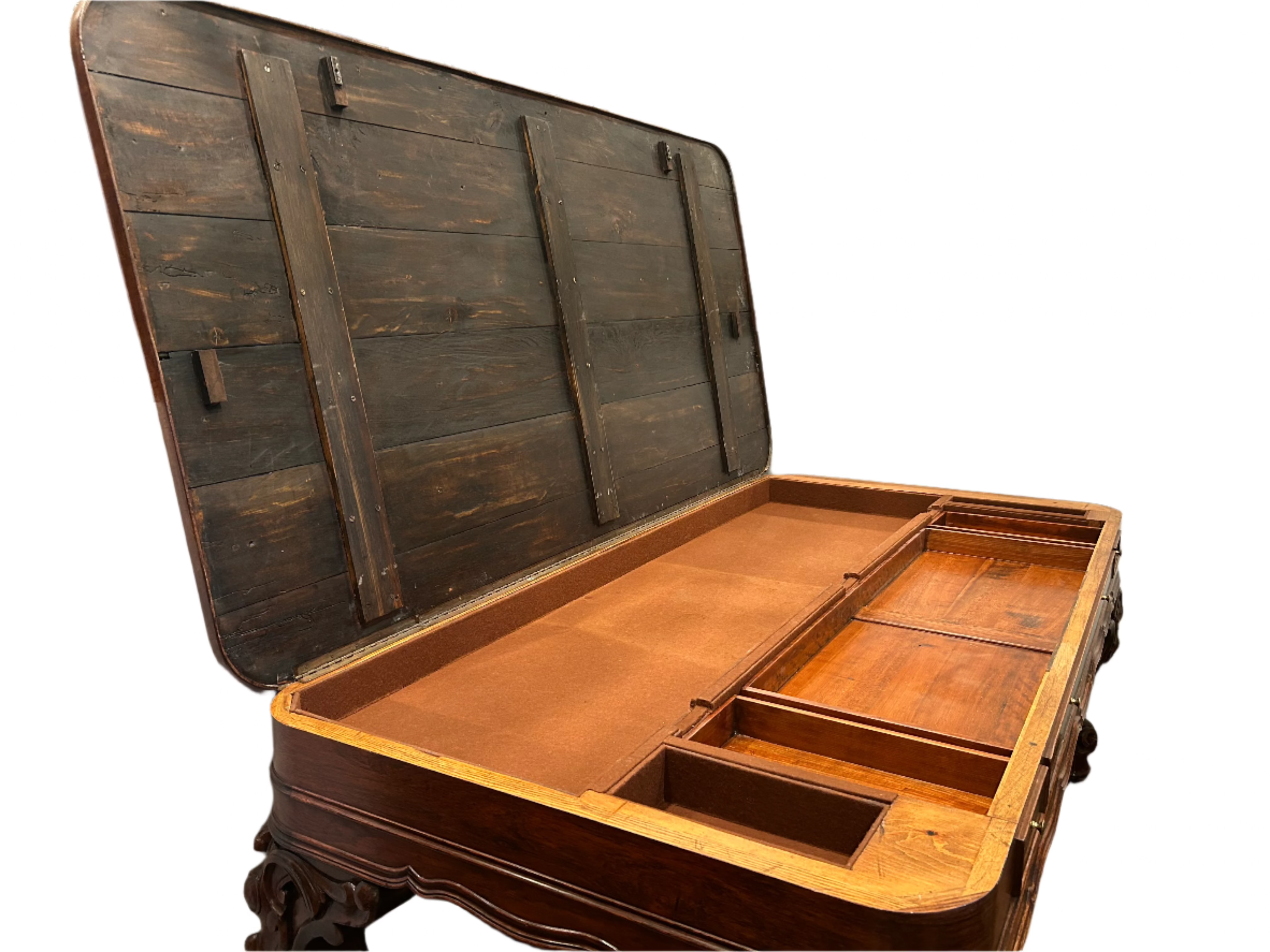 Antique Victorian Rococo Rosewood Piano Desk Conversion | Work of Man