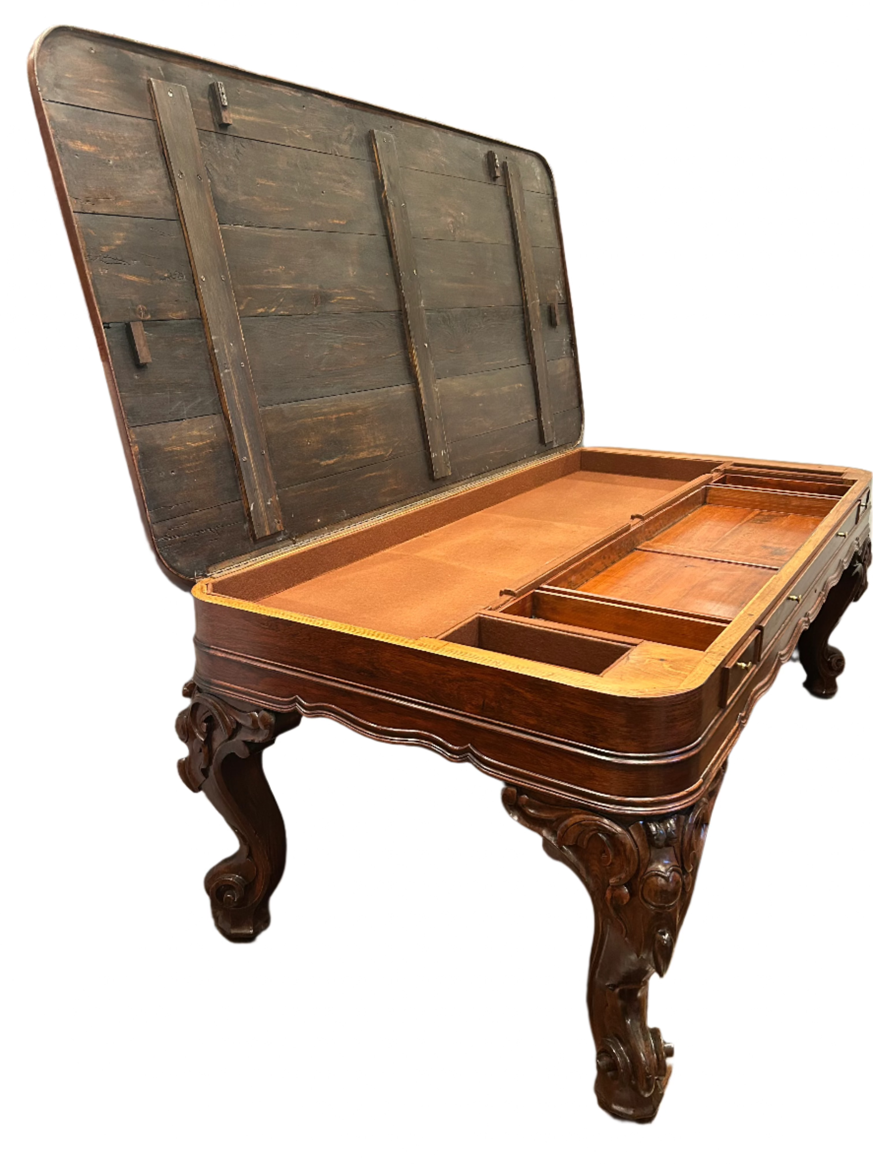 Antique Victorian Rococo Rosewood Piano Desk Conversion | Work of Man