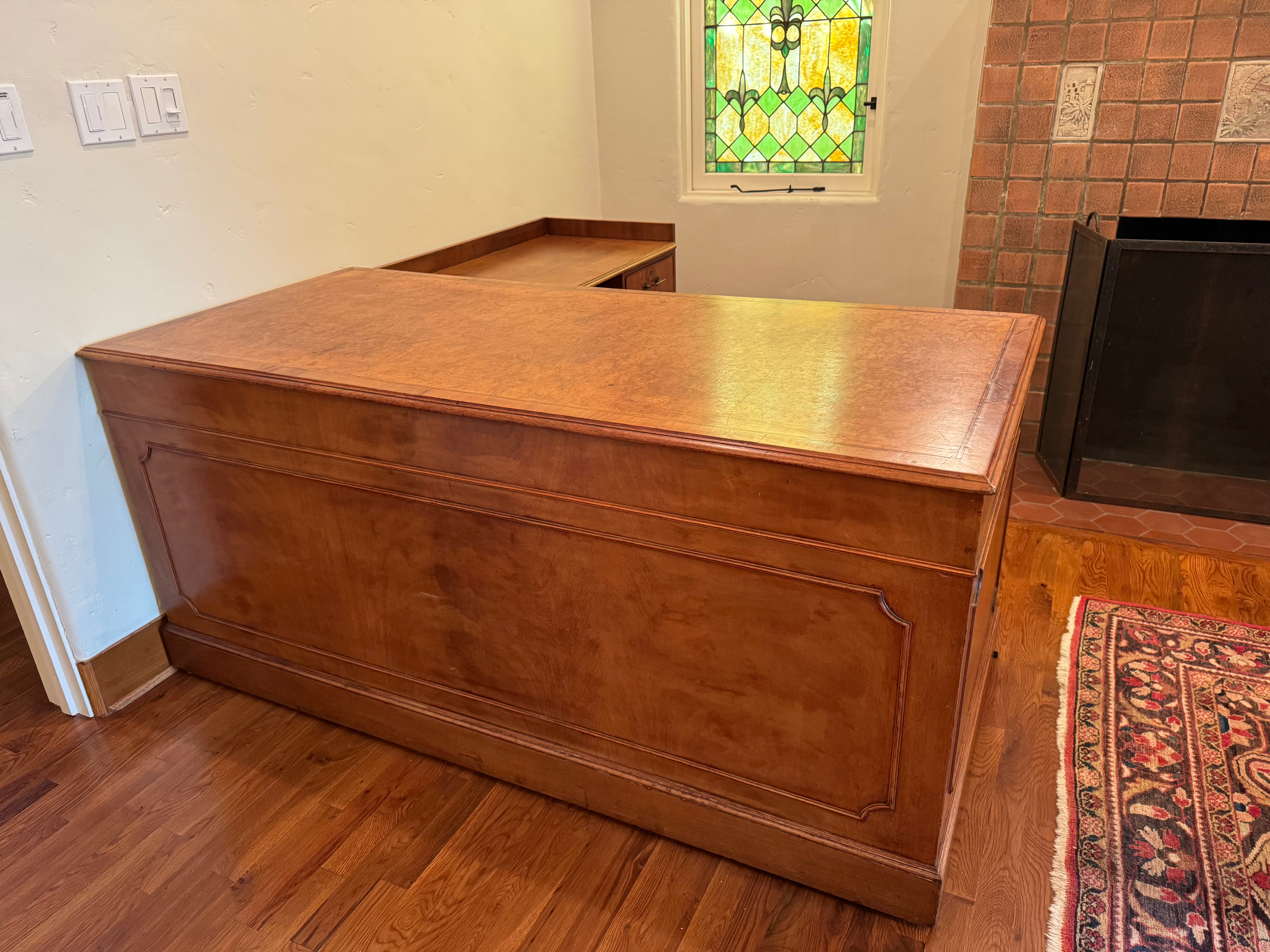 AF5-045: Antique English Georgian Mahogany Executive Desk With Side Return