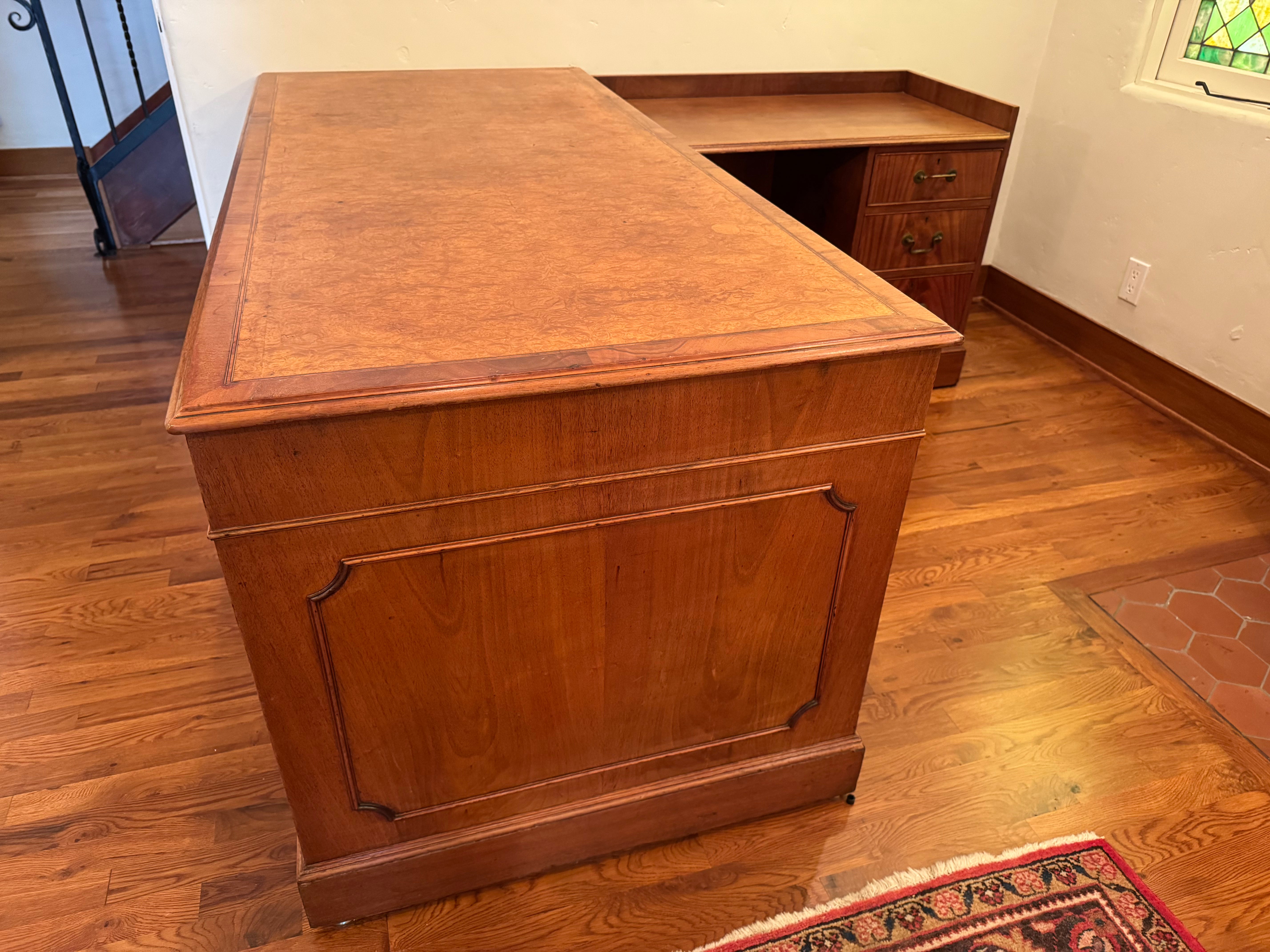 AF5-045: Antique English Georgian Mahogany Executive Desk With Side Return