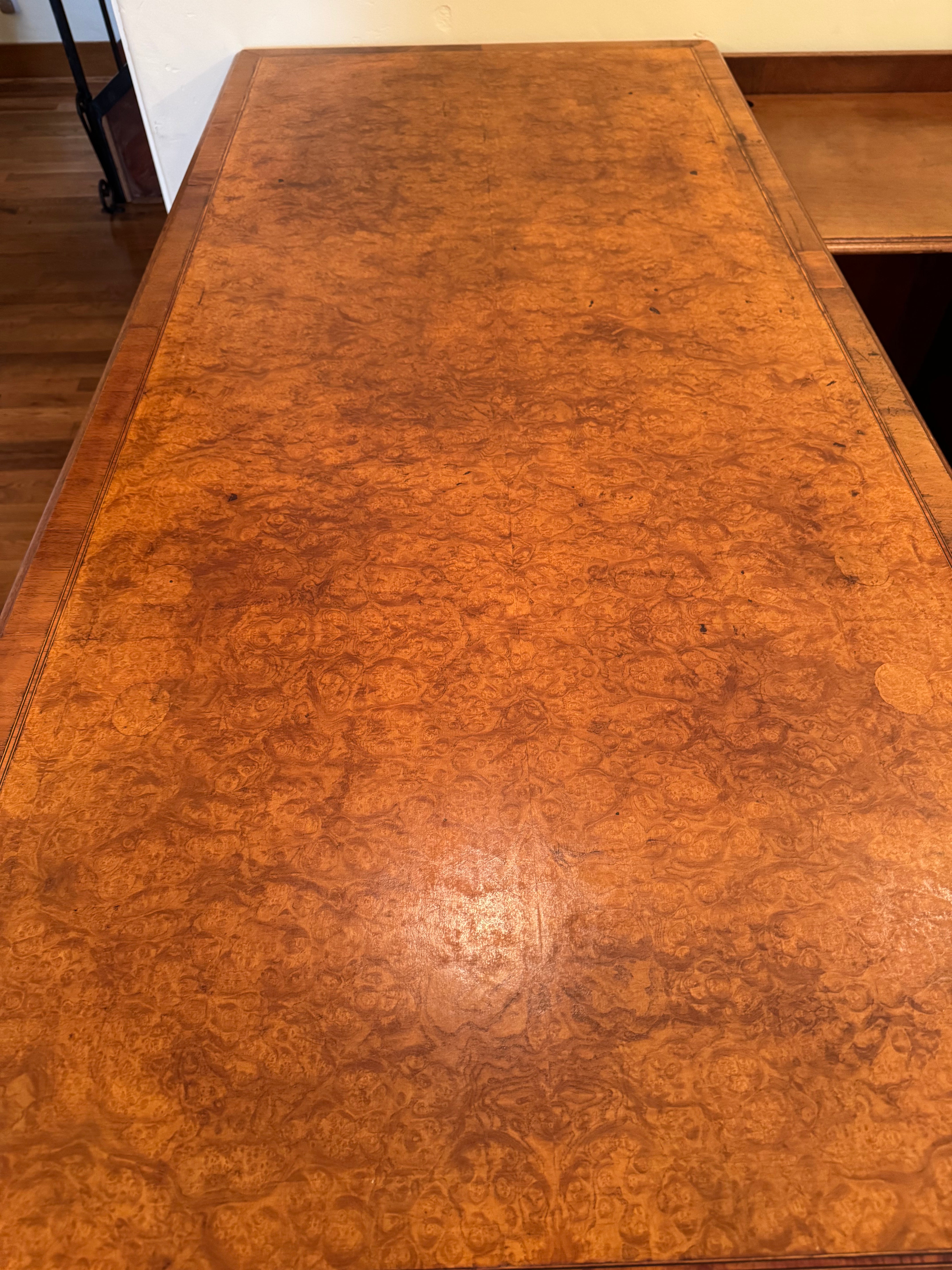 AF5-045: Antique English Georgian Mahogany Executive Desk With Side Return